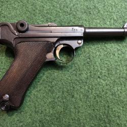 Pistolet LUGER P08 Erfurt 1918 - Calibre 9x19 - Chargeur talon bois et étui cuir (Occasion révisé et