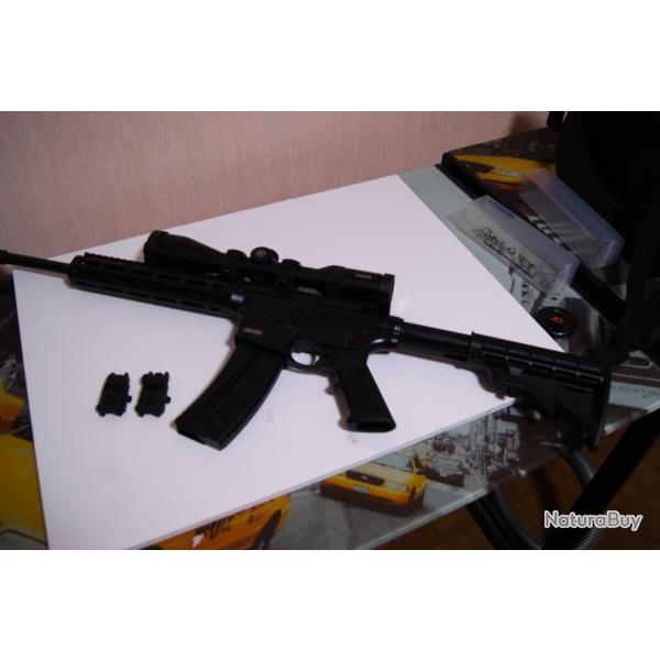 Carabine smith et wesson MP 15 - 22 avec lunette de vise HAWKE