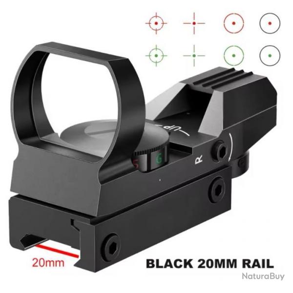 Point rouge rouge et vert 1 sans rserve 4 rticule pour fusil de chasse, rail de 20 mm,ou 11 mm