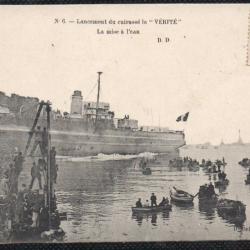 CPA - Marine Militaire - Lancement du cuirasse la " VÉRITÉ " La Mise a l'eau  N°3602