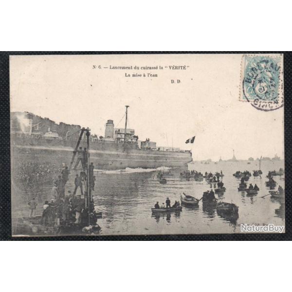 CPA - Marine Militaire - Lancement du cuirasse la " VRIT " La Mise a l'eau  N3602