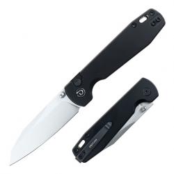 Couteau Defcon Tier 1 Lame Sheepsfoot Acier 14C28N Manche Alu Noir Button-Lock TD014BK