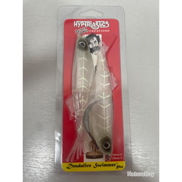 !! OPE -70%!! LEURRE HYPERLASTICS DEADALIVE SWIMMER PRO 5' col White ghost