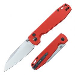 Couteau Defcon Tier 1 Lame Sheepsfoot Acier 14C28N Manche Alu Red Button-Lock TD014RD