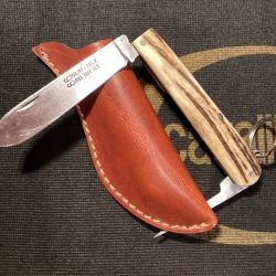 Couteau Le Véritable Meniere  66 Thiers bois de cerf et son étui gros cuir