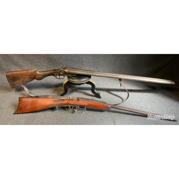 Lot fusil de chasse a percussion et carabine je jardin un euro sans prix de rserve !!!!