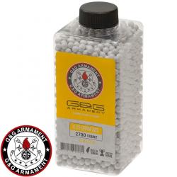 Billes airsoft 0,25g blanches G&G - 2700 BBs haute précision