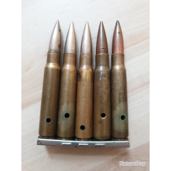 Cartouches neutralises mauser 7.92 allemande sur lame chargeur (M.51)