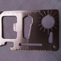 1 CARTE CREDIT DE SURVIE - Multifonction   11 EN  1 tout acier inox  et tout pour un  petit prix !!