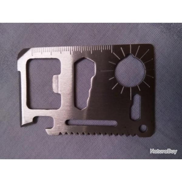 1 CARTE CREDIT DE SURVIE - Multifonction   11 EN  1 tout acier inox  et tout pour un  petit prix !!
