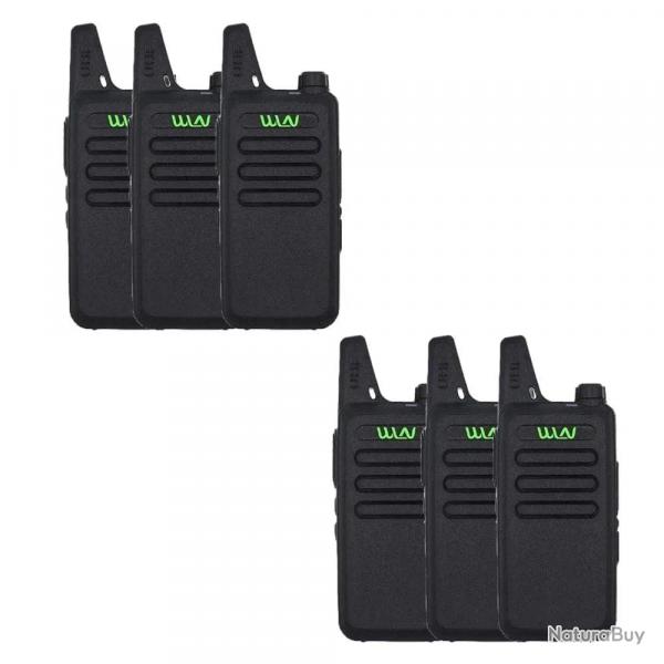 6PCS WLN KD-C1 Red 2W Mini Handy Portable Walkie Talkie UHF 400-470 Mhz KD-C1T  Ham Radio Type-C Cha