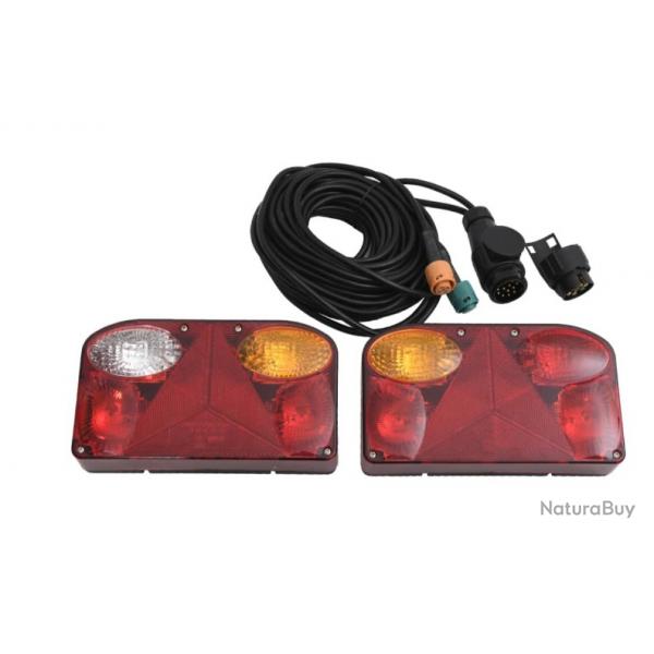 Feux de remorque 12V rouge 2 pcs avec ampoules classiques - Scurit et visibilit pour vhicule