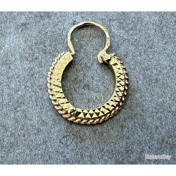 Boucle d'oreille unique en or massif 18 carats - or martel