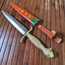 RARE COUTEAU BLACK FOREST PAR OTHELLO FORGÉ A SOLINGEN MANCHE BRONZE MASSIF PAS ALUMINIUM -PARFAIT-