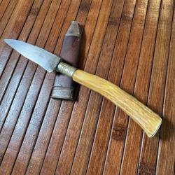 COUTEAU VINTAGE ARTISANALE TRADITIONNEL ALLEMAND NICKER DEBUT 1900 ETUOS BOIS ET FER