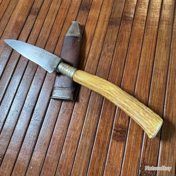 COUTEAU VINTAGE ARTISANALE TRADITIONNEL ALLEMAND NICKER DEBUT 1900 ETUOS BOIS ET FER