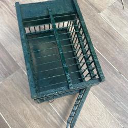Cage oiseau vintage verte bois