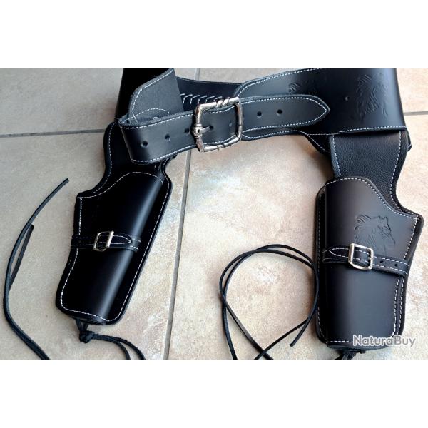 Ceinturon double holster avec cartouchire et balles factices DENIX
