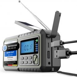 Radio d'urgence Batterie de 5000 mAh Manivelle Dynamo USB Radio Météo SOS Lampe de Poche 3 Modes