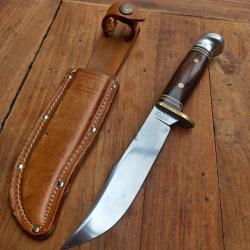 Joli et Solide  Couteau de Chasse USA WESTERN W36 avec Étui en cuir Manche en Bois