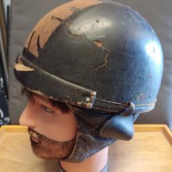 Superbe ancien casque bol moto de collection - cuir - GENO PARIS - années 50