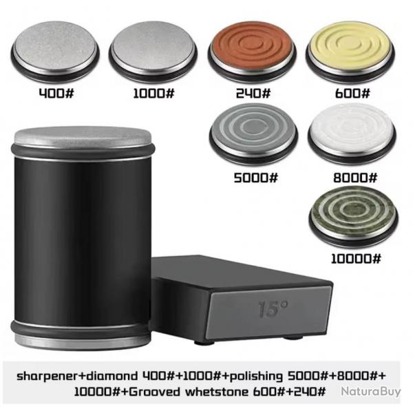 Affteur de couteau Noir (Grain 400/1000) + disque d'morfilage (240/600/1000/5000/8000/10000)