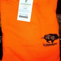 Sweat Col Rond Orange Brodé Sanglier LOVERGREEN