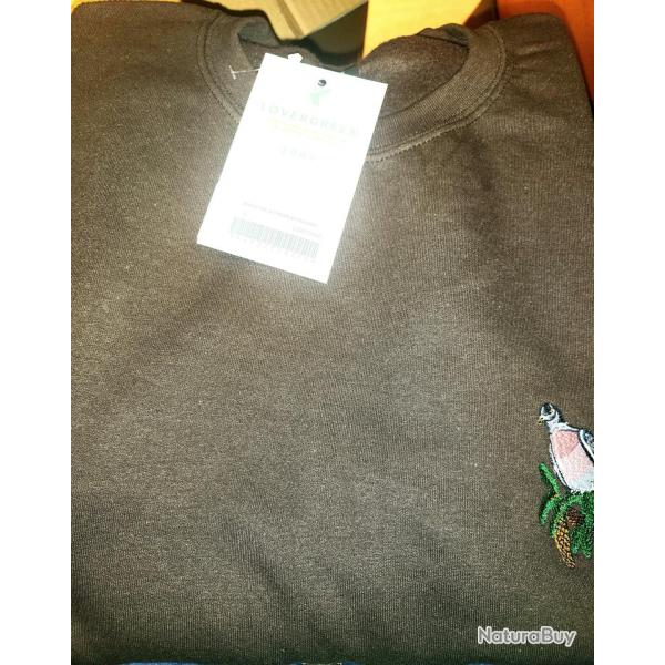 Sweat Col Rond Chocolat Brod Palombe Taille XXL - LOVERGREEN