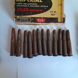 12 anciennes cartouches 30/30 winchester  IMPERIAL