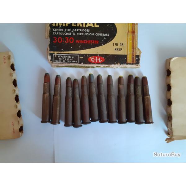 12 anciennes cartouches 30/30 winchester  IMPERIAL