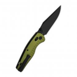 Couteau QSP Reptile Clip-Point Acier 14C28N Manche Aluminium Vert Sécurité Glyde Lock QS165B2