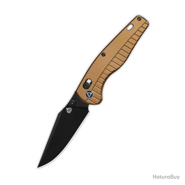 Couteau QSP Reptile Clip-Point Acier 14C28N Manche Alu Bronze Scurit Glyde Lock QS165A2