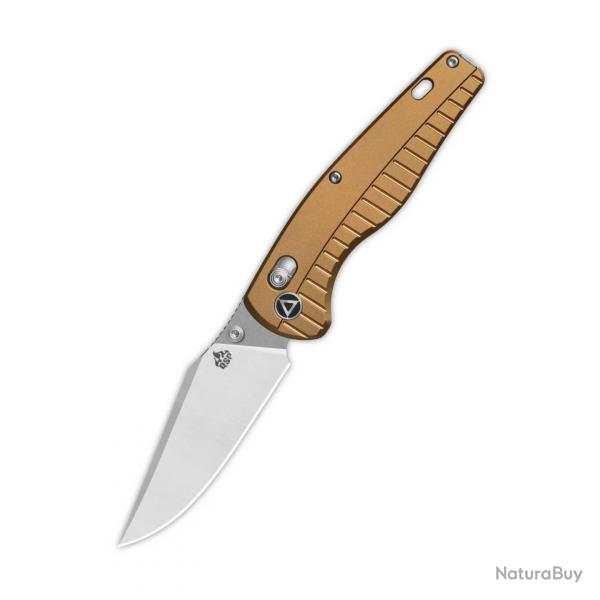 Couteau QSP Reptile Clip-Point Acier 14C28N Manche Aluminium Bronze Scurit Glyde Lock QS165A1