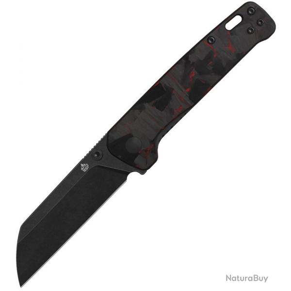 Couteau QSP Penguin V2 Sheepfoot Acier D2 Manche Carbone Rouge Scurit Liner Lock QS130V2F2