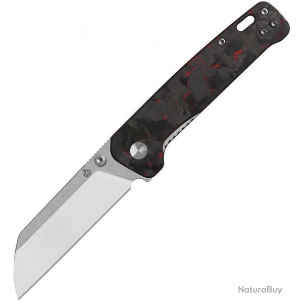 Couteau QSP Penguin V2 Sheepfoot Acier D2 Satin Manche Carbone Rouge Liner Lock QS130V2F1