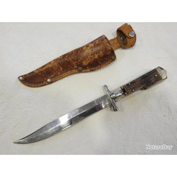Ancien Couteau - Poignard - Dague de Chasse  la d'estaing Inox Manche en corne Annes 50/60