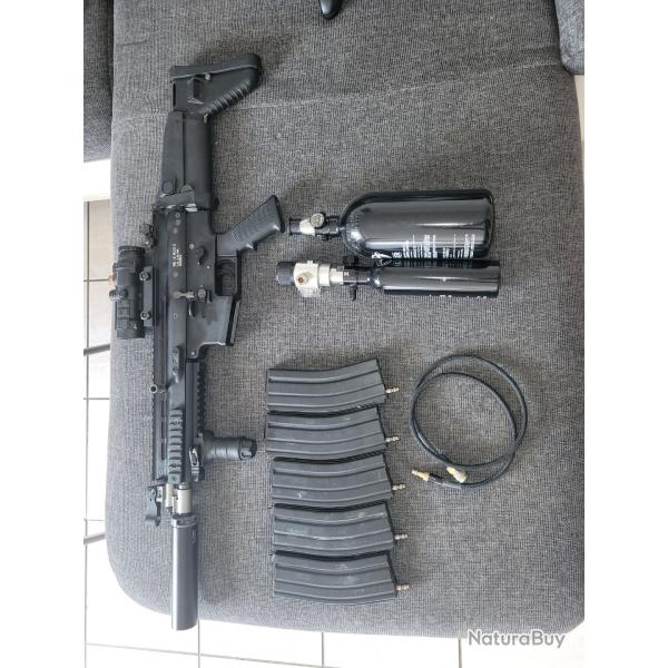 Scar-l gbbr monter en hpa avec 5 chargeurs 2 bouteille hpa 2 regulateur un flexible