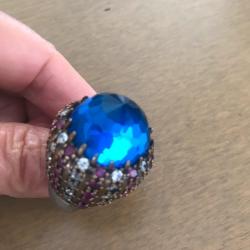 bague ottomane topazes et multi pierres sur argent 925