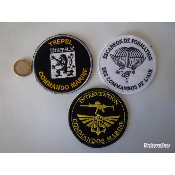 lot 3 cussons commando marine et air insigne tissu collection militaire