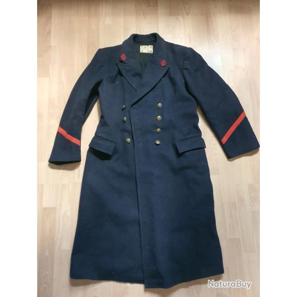 Beau manteau pompier de la marine Toulon 1954 avec pattes de col spcifiques