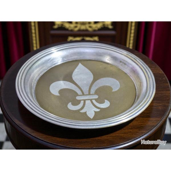 coupelle Christofle grave sceau royal fleur de lys - blason armoiries