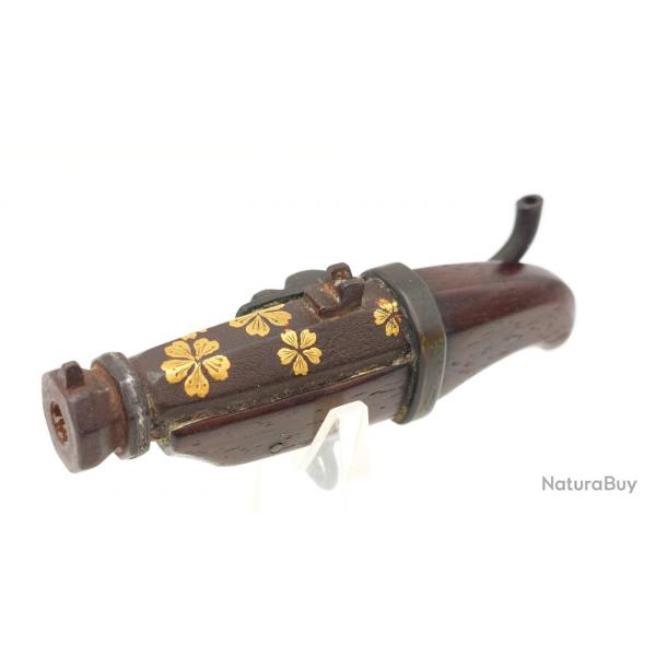 RARE NETSUKE TANEGASHIMA TEPPO MINIATURE TANJO TSUTSU - EDO (1615-1868) JAPON XIX Collection Trs b