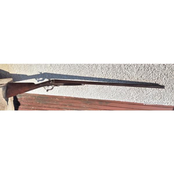 Fusil 2 coups chiens extrieurs mais a percussion centrale tres bel etat canon Damas
