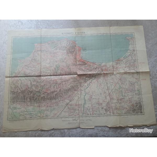Carte tat major Algrie  environs d"Alger dition 1947 coloniale zouaves spahis tirailleur