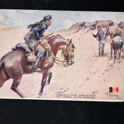 cavalerie légère chasseurs à cheval dans les dunes  cpa