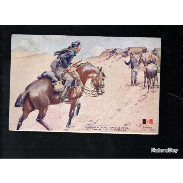 cavalerie lgre chasseurs  cheval dans les dunes  cpa