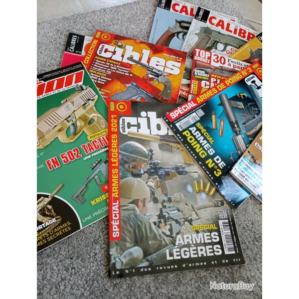 Lot de 10 magazines divers de tirs et armes