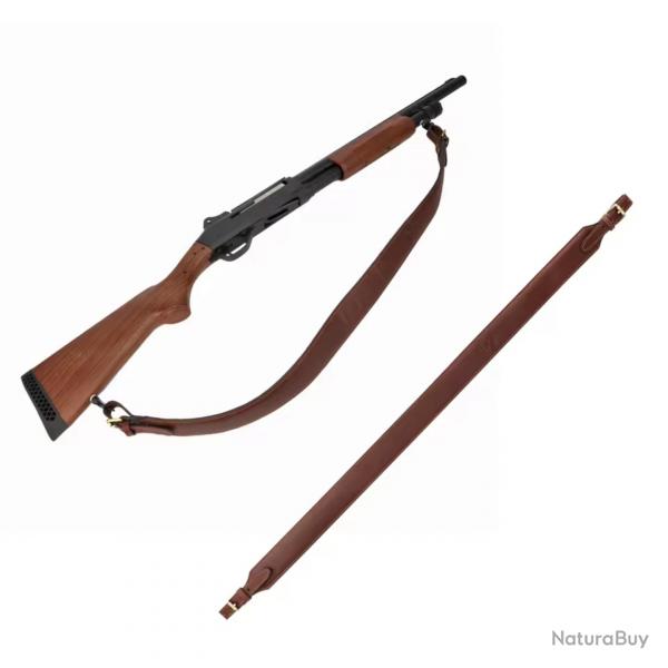 Tourbon Sangle Fusil Cuir Vritable avec merillons - Rglable - 2 attaches - Chasse - Promo