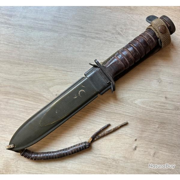 COUTEAU USM3 UTICA , Marquage Lame  + FOURREAU USM8  BMCO Poignard US WW2 Trs Bon tat