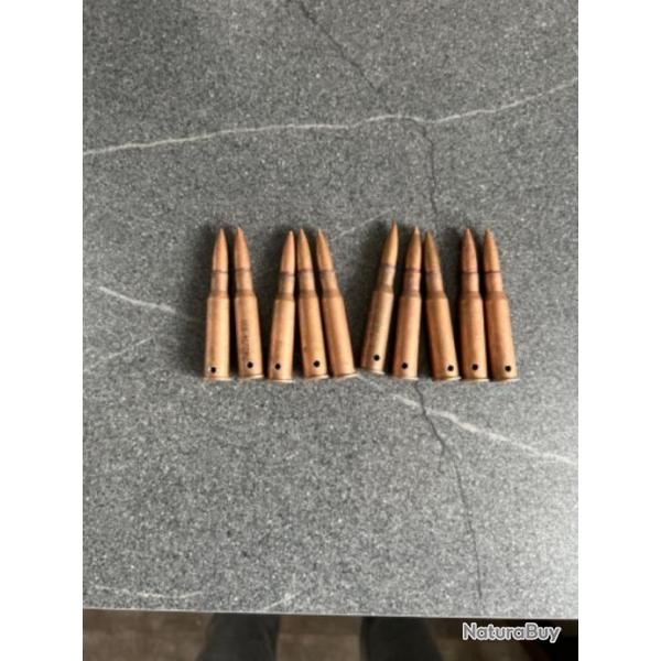 Lot de 10 cartouches neutralises, 7,62x54rMosin nagant dragunov